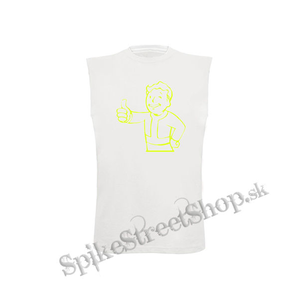 FALLOUT - Vault Boy Green Neon - biele detské tričko bez rukávov