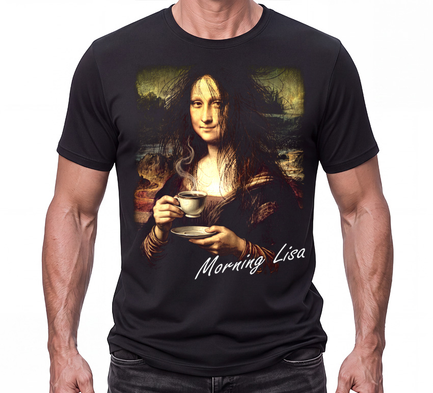 MONA LISA - Morning Lisa - čierne pánske tričko