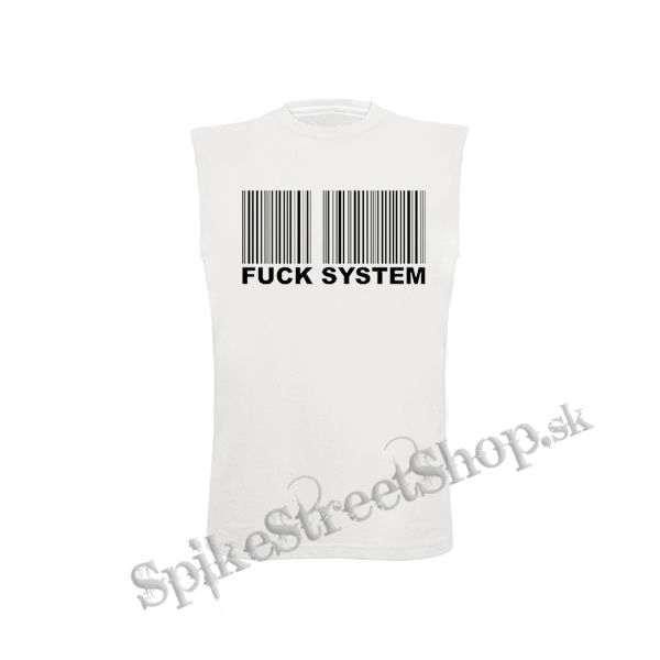 FUCK SYSTEM - biele detské tričko bez rukávov