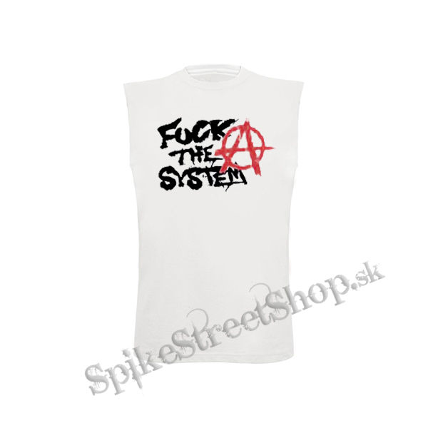 FUCK THE SYSTEM - biele detské tričko bez rukávov