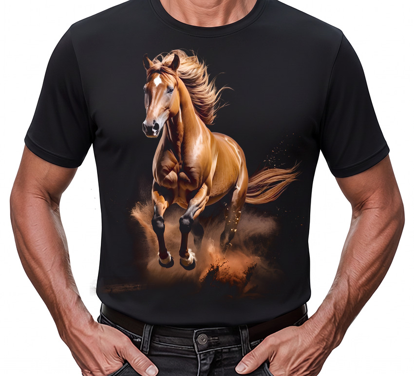 ŽREBEC HNEDÁK - ANIMAL COLLECTION - čierne pánske tričko