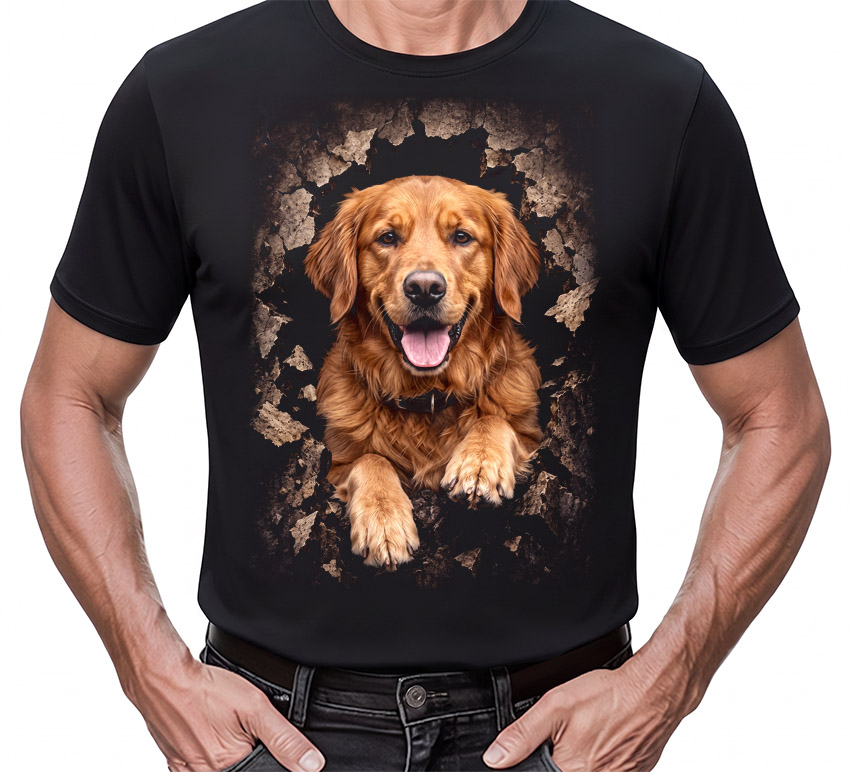 ZLATÝ RETRIEVER - Paint Poster - čierne pánske tričko