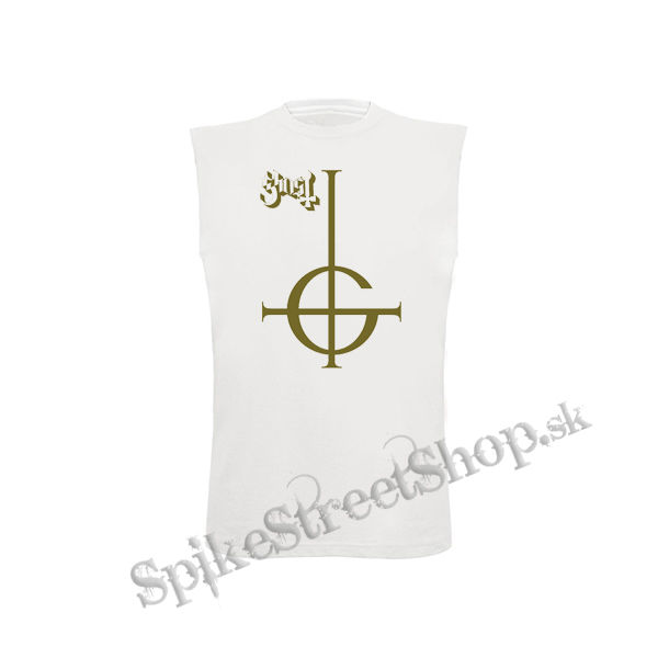 GHOST - Gold Logo - biele detské tričko bez rukávov