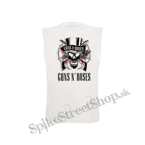 GUNS N ROSES - Red White Skull And Logo - biele detské tričko bez rukávov