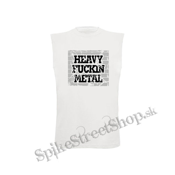 HEAVY FUCKING METAL - biele detské tričko bez rukávov