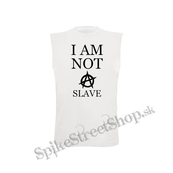 I AM NOT A SLAVE - biele detské tričko bez rukávov