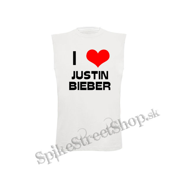 I LOVE JUSTIN BIEBER - biele detské tričko bez rukávov