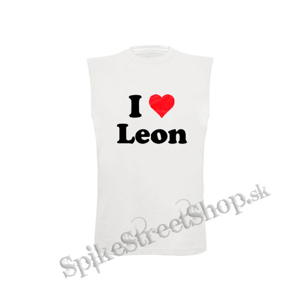 I LOVE LEON - biele detské tričko bez rukávov