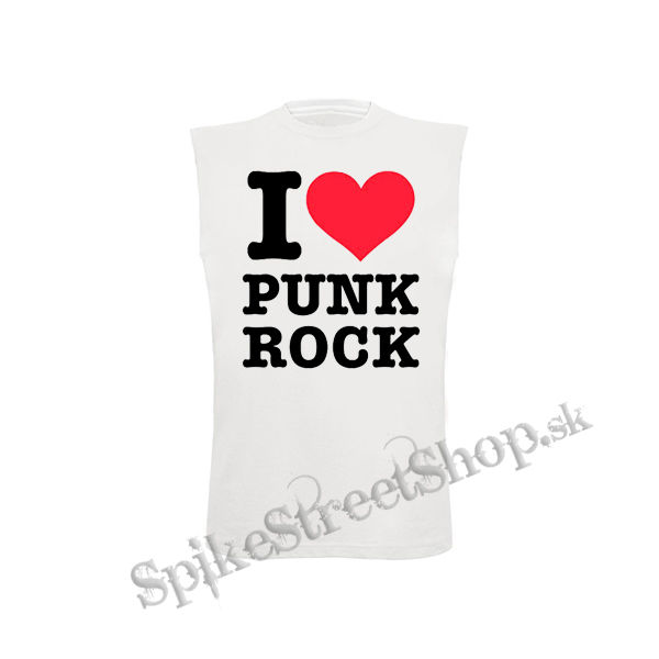 I LOVE PUNKROCK - biele detské tričko bez rukávov