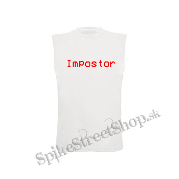IMPOSTOR - Among Us Red Slogan - biele detské tričko bez rukávov