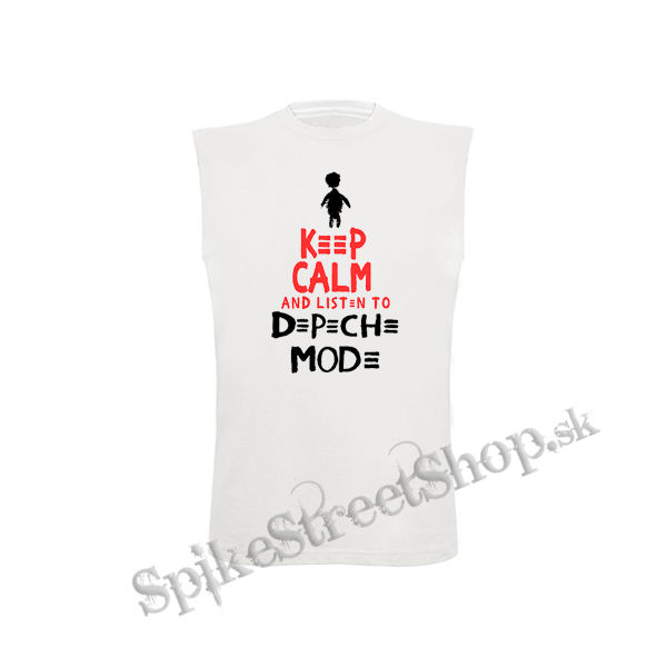 KEEP CALM AND LISTEN TO DEPECHE MODE - biele detské tričko bez rukávov