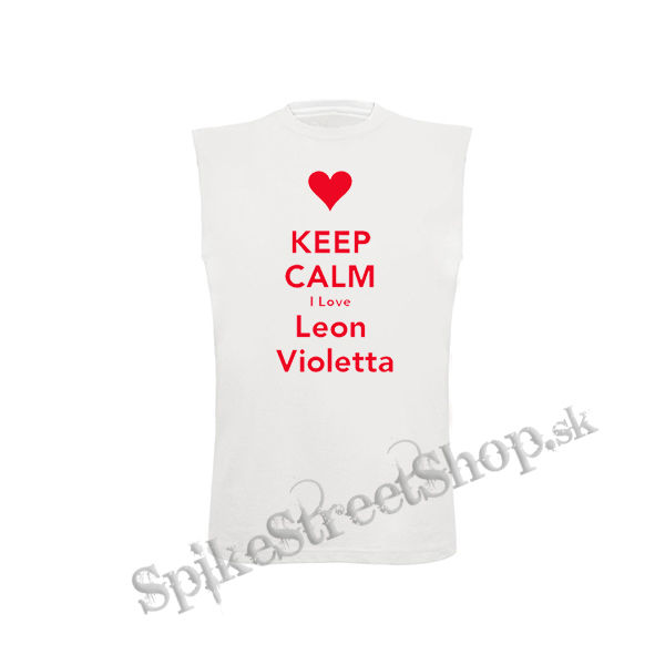 KEEP CALM I LOVE LEON VIOLETTA - biele detské tričko bez rukávov