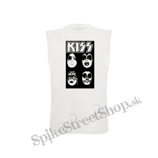 KISS - Band Four Faces - biele detské tričko bez rukávov