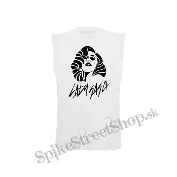 LADY GAGA - Logo & Portrait - biele detské tričko bez rukávov