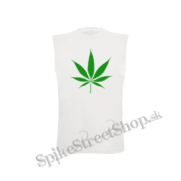 MARIHUANA - Green Leaf - biele detské tričko bez rukávov