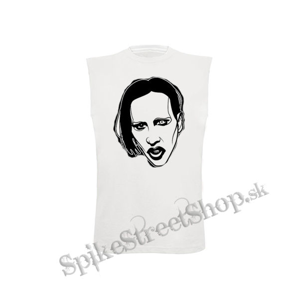 MARILYN MANSON - Art Drawing Portrait - biele detské tričko bez rukávov