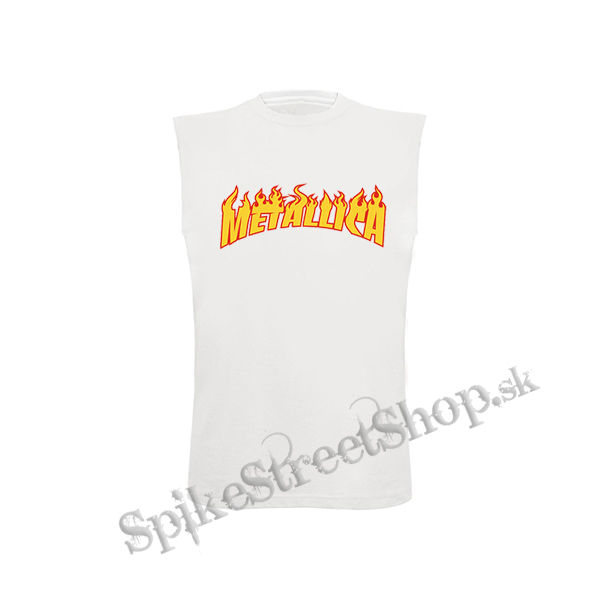 METALLICA - Thrasher Logo Flame - biele detské tričko bez rukávov