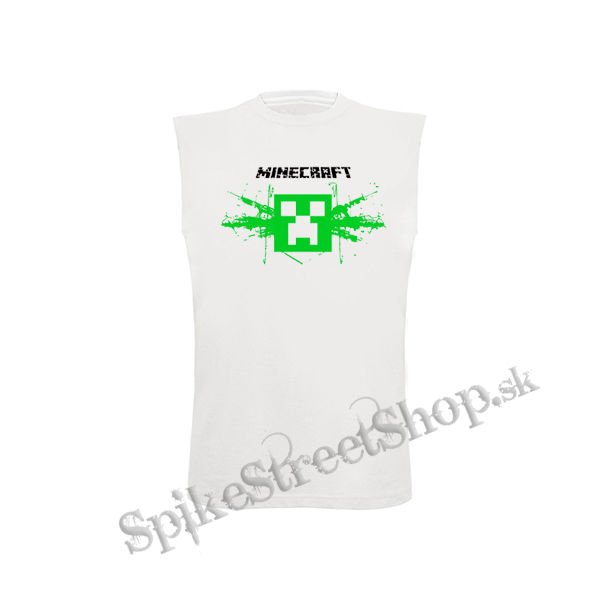 MINECRAFT - Gun - biele detské tričko bez rukávov