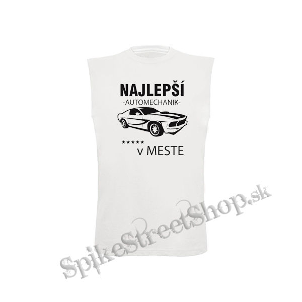 NAJLEPŠÍ AUTOMECHANIK v meste - biele detské tričko bez rukávov
