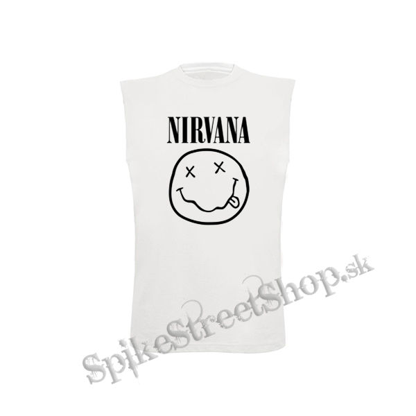 NIRVANA - Logo & Smile - biele detské tričko bez rukávov