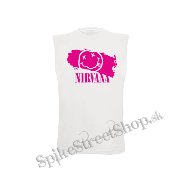 NIRVANA - Pink - biele detské tričko bez rukávov