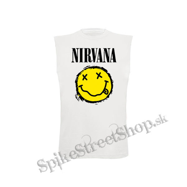 NIRVANA - Yellow Black Smile - biele detské tričko bez rukávov