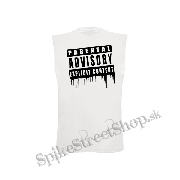 PARENTAL ADVISORY EXPLICIT CONTENT - biele detské tričko bez rukávov