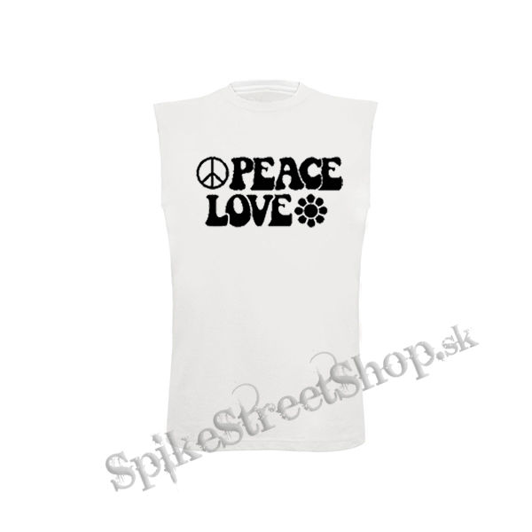 PEACE LOVE - biele detské tričko bez rukávov