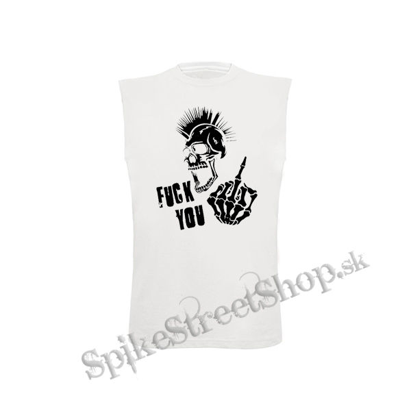 PUNK SKULL - Fuck You - biele detské tričko bez rukávov
