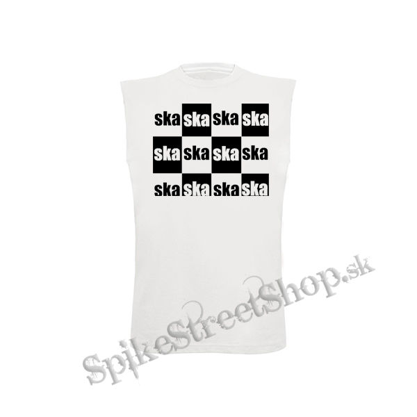 SKA - Šachovnica - biele detské tričko bez rukávov