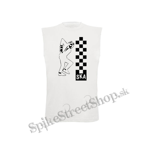 SKA - Tancujúca Postavička - biele detské tričko bez rukávov