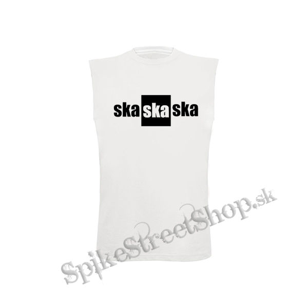 SKA SKA SKA - Nápis Šachovnica - biele detské tričko bez rukávov