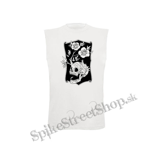 SKULL FLOWER - biele detské tričko bez rukávov