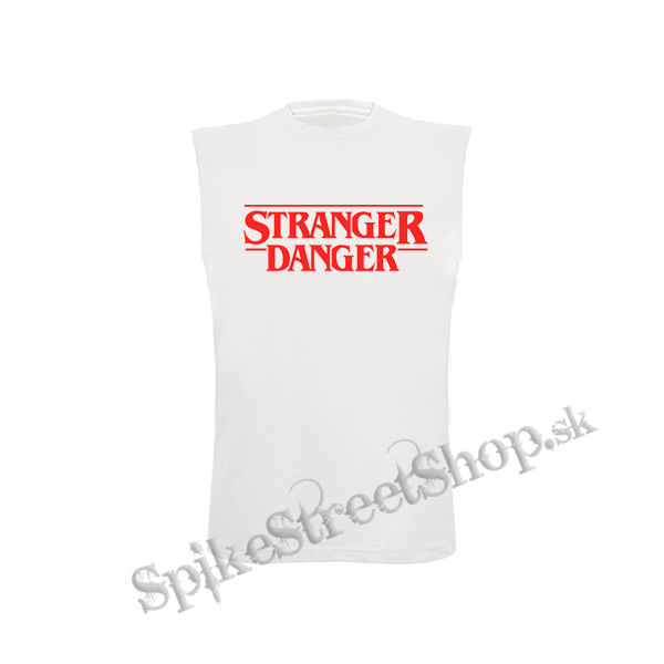 STRANGER DANGER - Red Logo - biele detské tričko bez rukávov