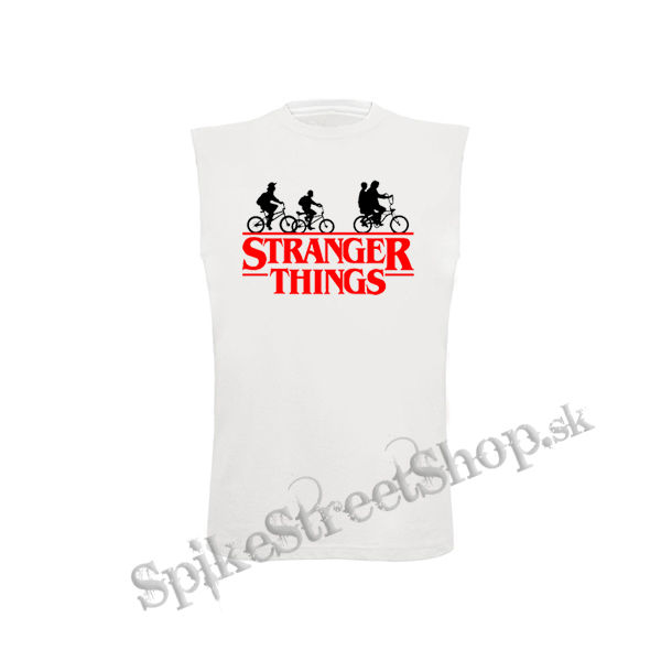 STRANGER THINGS - Bicycle Gang - biele detské tričko bez rukávov