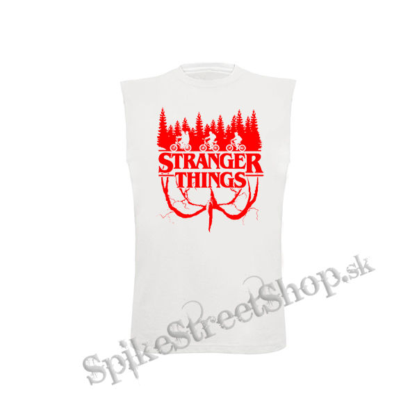 STRANGER THINGS - Logo Flip - biele detské tričko bez rukávov