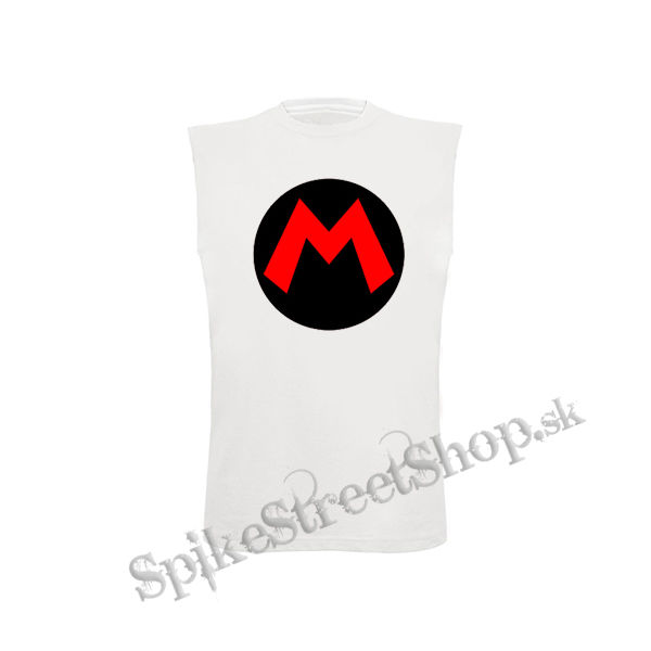 SUPER MARIO - Red Logo Crest - biele detské tričko bez rukávov