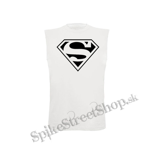 SUPERMAN - Logo - biele detské tričko bez rukávov