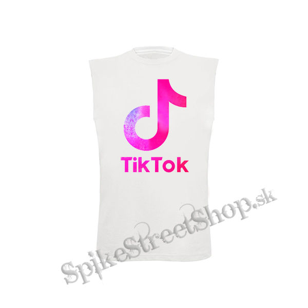 TIK TOK - Logo Rainbow - biele detské tričko bez rukávov