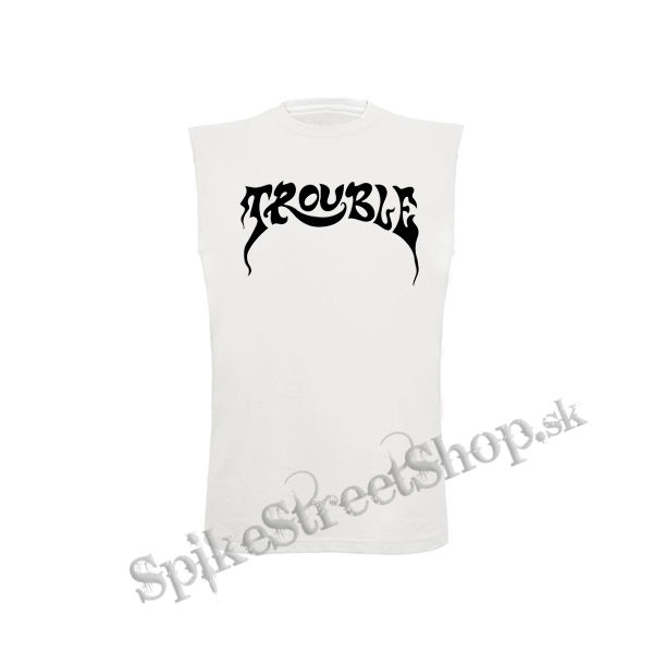 TROUBLE - Logo Hardrock Band - biele detské tričko bez rukávov