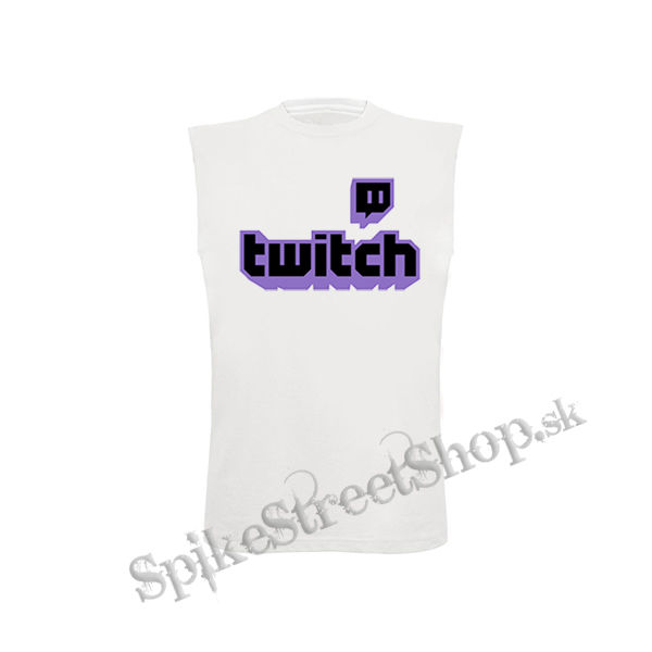 TWITCH - Purple Logo Sign - biele detské tričko bez rukávov