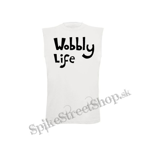 WOBBLY LIFE - Logo Black - biele detské tričko bez rukávov