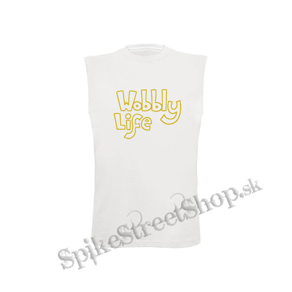 WOBBLY LIFE - Logo Yellow - biele detské tričko bez rukávov