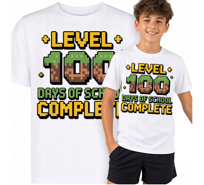 100 DAYS OF SCHOOL - MINECRAFT MOTIVE 2 - biele detské tričko