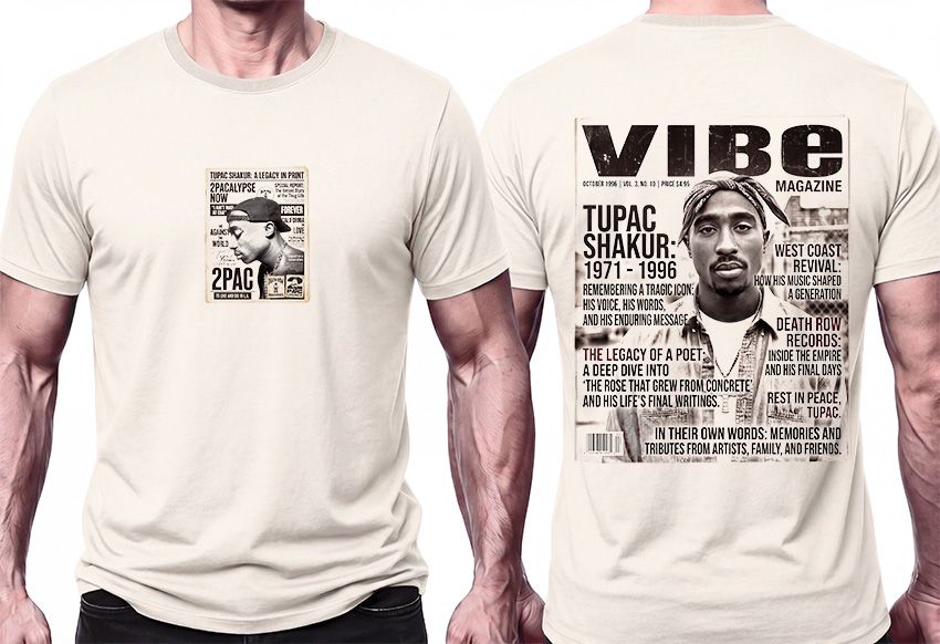 2 PAC - Newspaper Portrait - pieskové pánske tričko