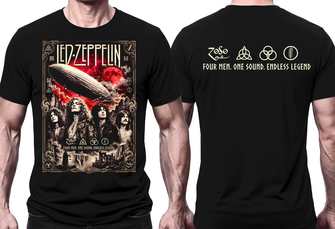 LED ZEPPELIN - Four Men, One Sound, Endless Legend - čierne pánske tričko