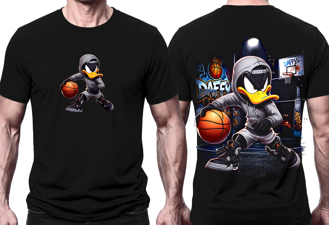 DAFFY DUCK LOONEY TUNES - Káčer Daffy Basketball Style - čierne pánske tričko