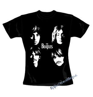 BEATLES - Faces - čierne dámske tričko