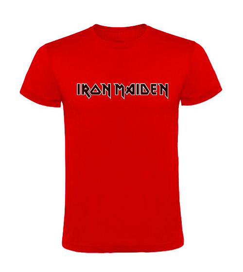 IRON MAIDEN - Logo Black White - červené pánske tričko