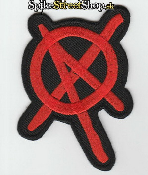 ANARCHY - A - červené Áčko v kruhu - nažehlovacia nášivka